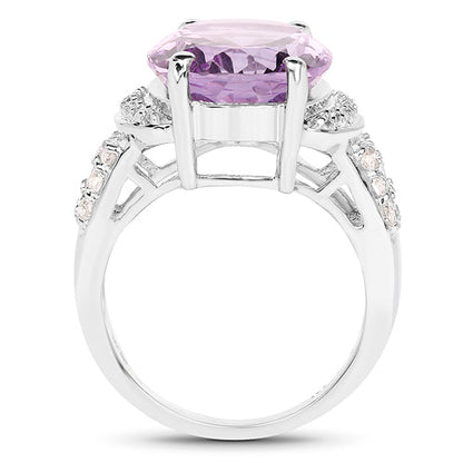 8.98 Carat Genuine Amethyst & White Topaz .925 Sterling Silver Ring Bids.com