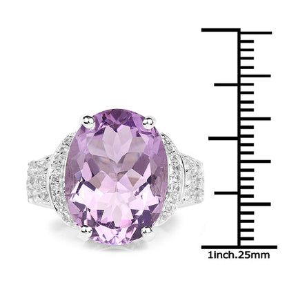 8.98 Carat Genuine Amethyst & White Topaz .925 Sterling Silver Ring Bids.com