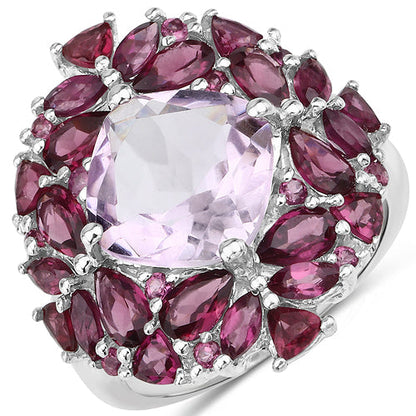 8.19 Carat Genuine Pink Amethyst and Rhodolite .925 Sterling Silver Ring Bids.com