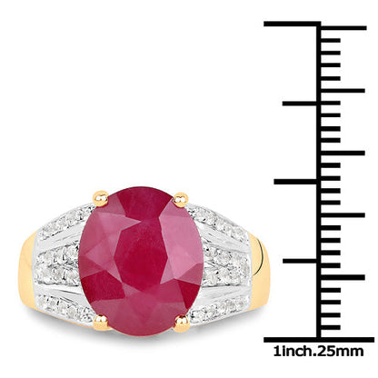 14K Yellow Gold Plated 5.49 Carat Glass Filled Ruby and White Topaz .925 Sterling Silver Ring Bids.com