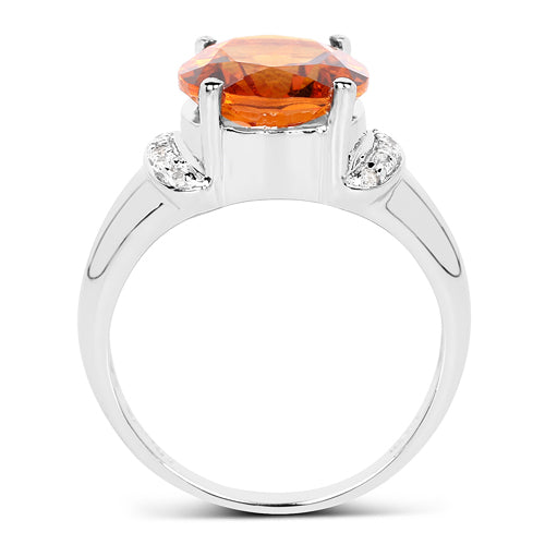 3.94 Carat Genuine Madeira Citrine & White Topaz .925 Sterling Silver Ring Bids.com