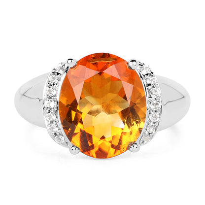 3.94 Carat Genuine Madeira Citrine & White Topaz .925 Sterling Silver Ring Bids.com