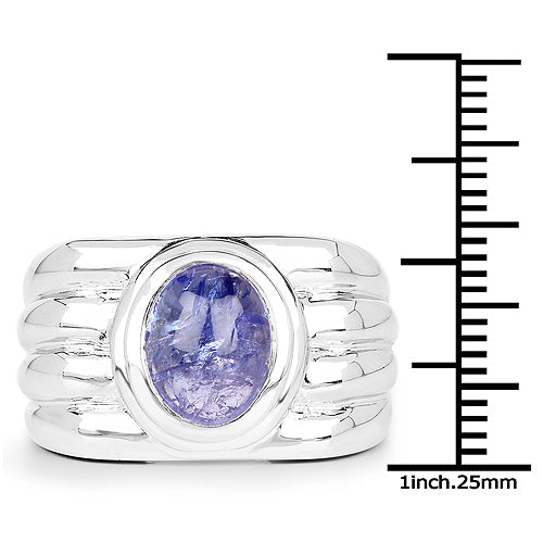 3.55 Carat Genuine Tanzanite .925 Sterling Silver Ring Bids.com