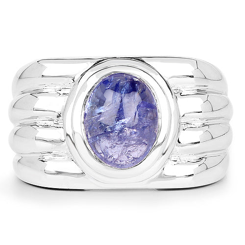 3.55 Carat Genuine Tanzanite .925 Sterling Silver Ring Bids.com