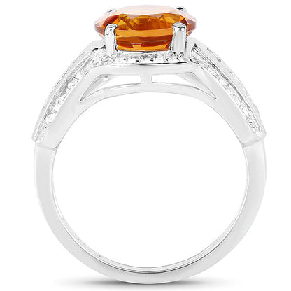 2.81 Carat Genuine Citrine and White Topaz .925 Sterling Silver Ring Bids.com