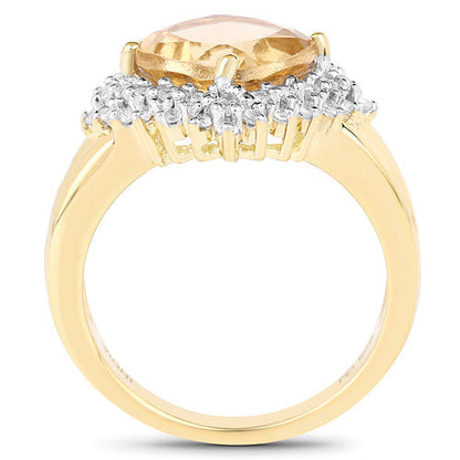14K Yellow Gold Plated 3.58 Carat Genuine Citrine & White Topaz .925 Sterling Silver Ring Bids.com