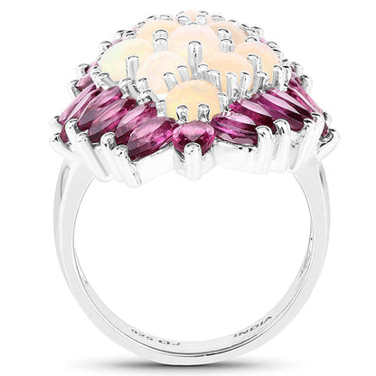 8.37 Carat Genuine Opal & Rhodolite .925 Sterling Silver Ring Bids.com