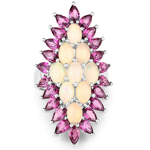 8.37 Carat Genuine Opal & Rhodolite .925 Sterling Silver Ring Bids.com