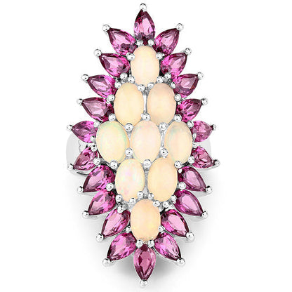 8.37 Carat Genuine Opal & Rhodolite .925 Sterling Silver Ring Bids.com