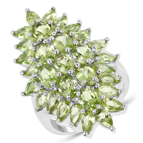 8.89 Carat Genuine Peridot .925 Sterling Silver Ring Bids.com