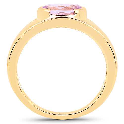 14K Yellow Gold Plated 2.40 Carat Genuine Kunzite .925 Sterling Silver Ring Bids.com