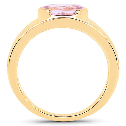 14K Yellow Gold Plated 2.40 Carat Genuine Kunzite .925 Sterling Silver Ring Bids.com