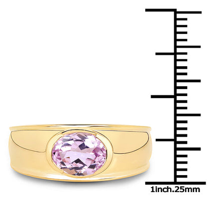 14K Yellow Gold Plated 2.40 Carat Genuine Kunzite .925 Sterling Silver Ring Bids.com