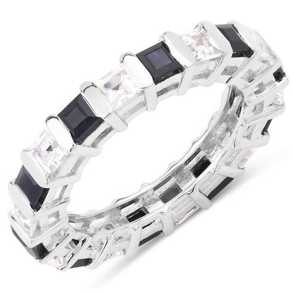 3.60 Carat Genuine Blue Sapphire and White Topaz .925 Sterling Silver Ring Bids.com