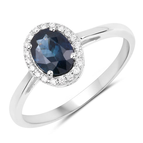 1.21 Carat Genuine Blue Sapphire and White Diamond 14K White Gold Ring Bids.com