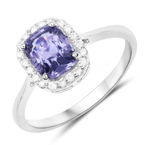 1.83 Carat Genuine Blue Spinel and White Diamond 14K White Gold Ring Bids.com