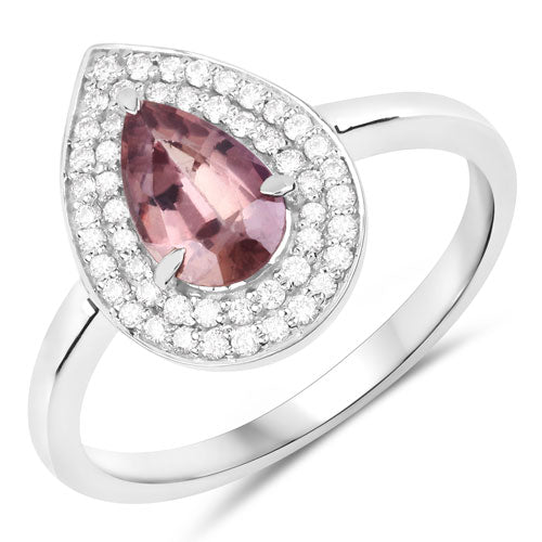 1.28 Carat Genuine Brownish Pink Sapphire and White Diamond 14K White Gold Ring Bids.com