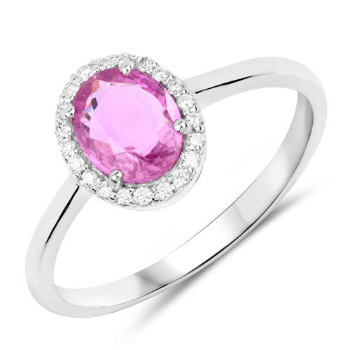 1.12 Carat Genuine Pink Sapphire and White Diamond 14K White Gold Ring Bids.com