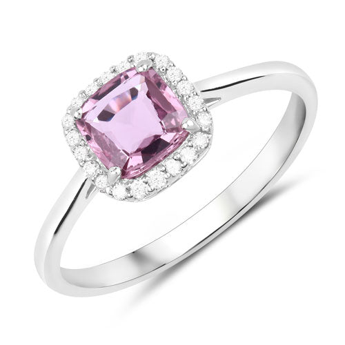 0.97 Carat Genuine Pink Sapphire and White Diamond 14K White Gold Ring Bids.com