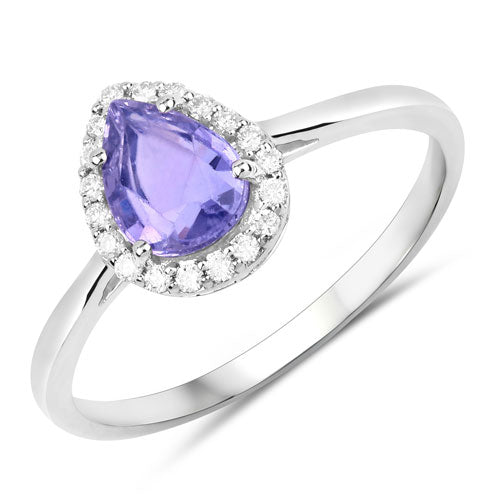 1.23 Carat Genuine Purple Pink Sapphire and White Diamond 14K White Gold Ring Bids.com