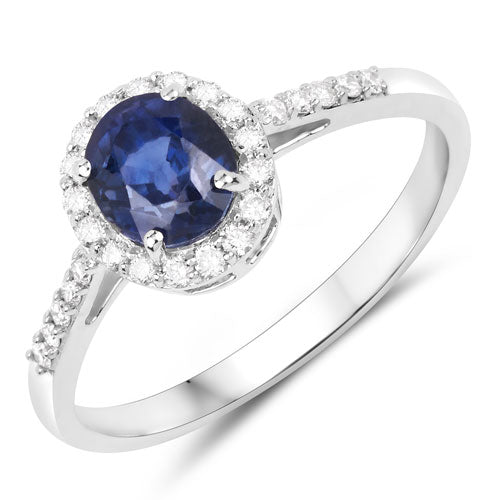 1.60 Carat Genuine Purple Blue Sapphire and White Diamond 14K White Gold Ring Bids.com