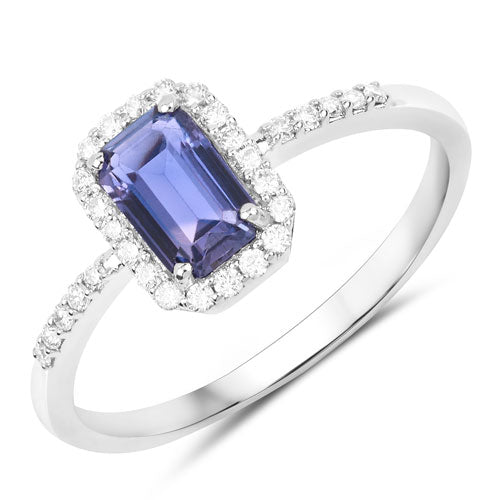 1.01 Carat Genuine Purple Blue Sapphire and White Diamond 14K White Gold Ring Bids.com
