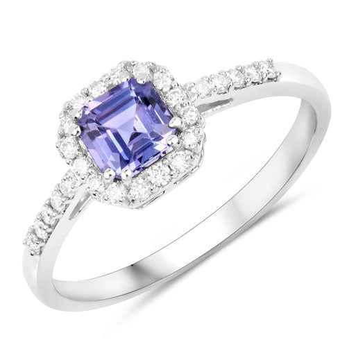 0.96 Carat Genuine Purple Pink Sapphire and White Diamond 14K White Gold Ring Bids.com