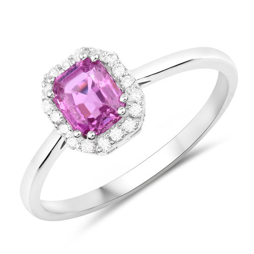 1.09 Carat Genuine Pink Sapphire and White Diamond 14K White Gold Ring Bids.com