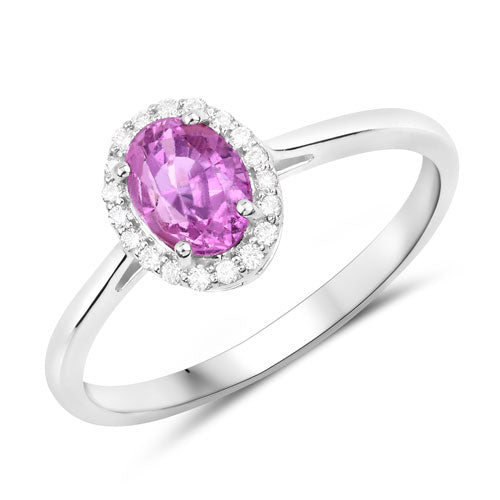 1.83 Carat Genuine Pink Sapphire and White Diamond 14K White Gold Ring Bids.com