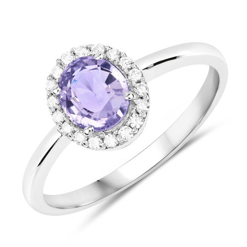 1.15 Carat Genuine Pink Sapphire and White Diamond 14K White Gold Ring Bids.com