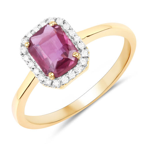 1.30 Carat Genuine Pink Sapphire and White Diamond 14K Yellow Gold Ring Bids.com