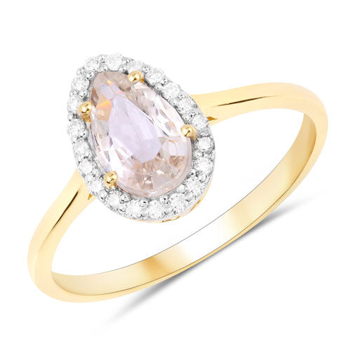 1.27 Carat Genuine White Sapphire and White Diamond 14K Yellow Gold Ring Bids.com