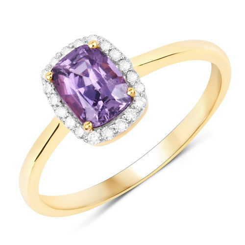 1.16 Carat Genuine Purple Pink Sapphire and White Diamond 14K Yellow Gold Ring Bids.com