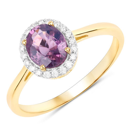 1.26 Carat Genuine Purple Pink Sapphire and White Diamond 14K Yellow Gold Ring Bids.com