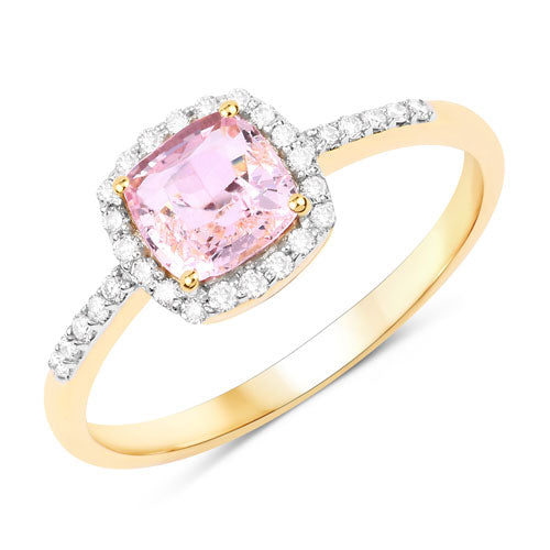1.13 Carat Genuine Pink Sapphire and White Diamond 14K Yellow Gold Ring Bids.com