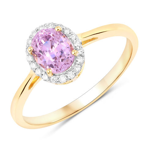 1.31 Carat Genuine Pink Sapphire and White Diamond 14K Yellow Gold Ring Bids.com