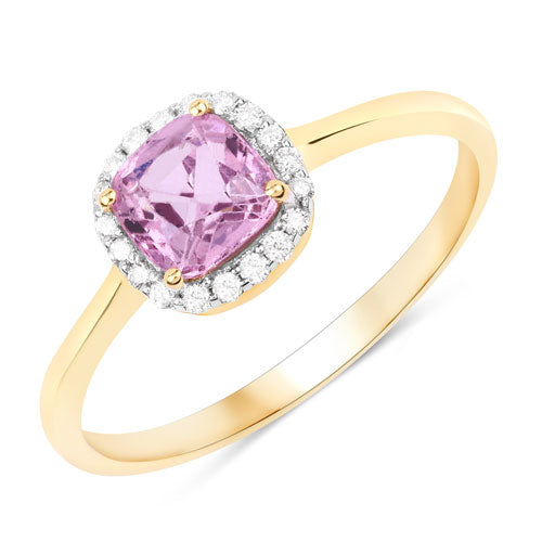 1.09 Carat Genuine Pink Spinel and White Diamond 14K Yellow Gold Ring Bids.com