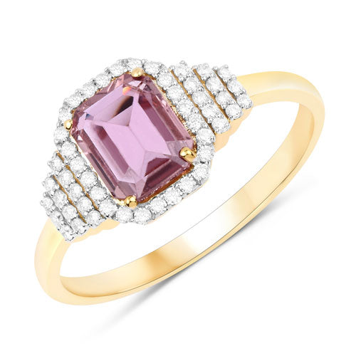 1.34 Carat Genuine Pink Sapphire and White Diamond 14K Yellow Gold Ring Bids.com