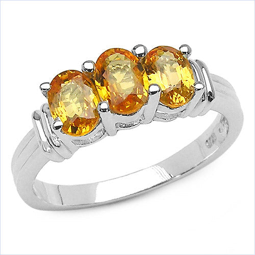 1.44 Carat Genuine Yellow Sapphire .925 Sterling Silver Ring Bids.com