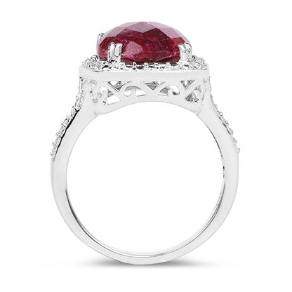 7.60 Carat Dyed Ruby .925 Sterling Silver Ring Bids.com