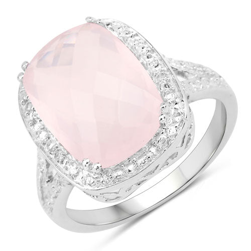 5.80 Carat Genuine Rose Quartz .925 Sterling Silver Ring Bids.com
