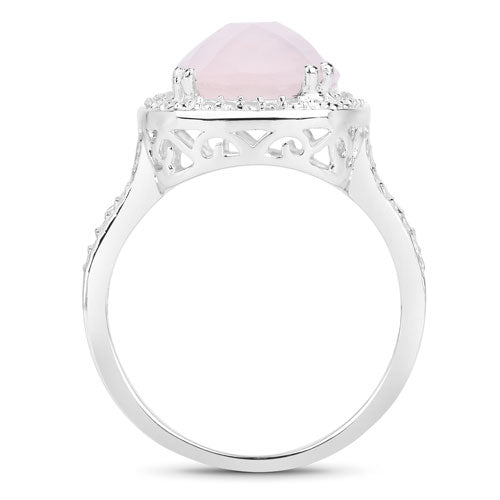 5.80 Carat Genuine Rose Quartz .925 Sterling Silver Ring Bids.com