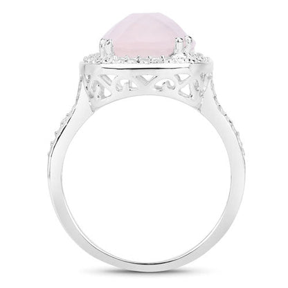 5.80 Carat Genuine Rose Quartz .925 Sterling Silver Ring Bids.com