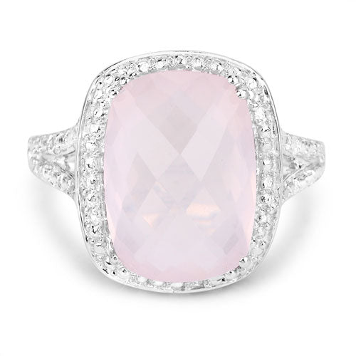 5.80 Carat Genuine Rose Quartz .925 Sterling Silver Ring Bids.com