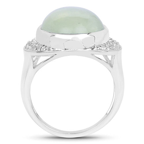 11.50 Carat Genuine Prehnite And White Topaz .925 Sterling Silver Ring Bids.com