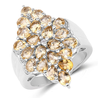 3.54 Carat Genuine Citrine and White Topaz .925 Sterling Silver Ring Bids.com