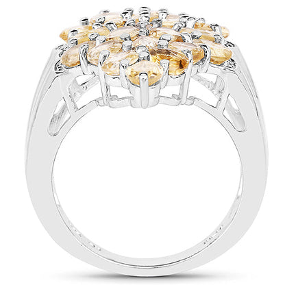 3.54 Carat Genuine Citrine and White Topaz .925 Sterling Silver Ring Bids.com