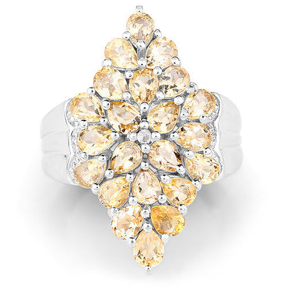 3.54 Carat Genuine Citrine and White Topaz .925 Sterling Silver Ring Bids.com
