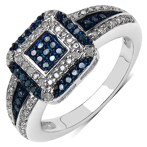 0.50 Carat Genuine Blue Diamond & White Diamond .925 Sterling Silver Ring Bids.com