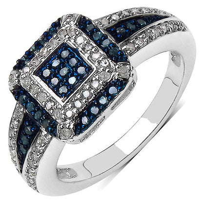 0.50 Carat Genuine Blue Diamond & White Diamond .925 Sterling Silver Ring Bids.com